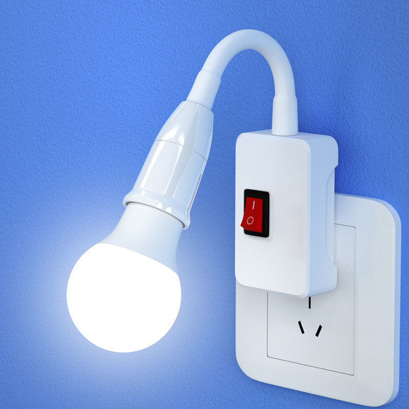 Led省エネ電球ベッドヘッドランプ壁灯コンセント式電気スイッチ付き寝室超亮照明直挿小夜灯|undefined