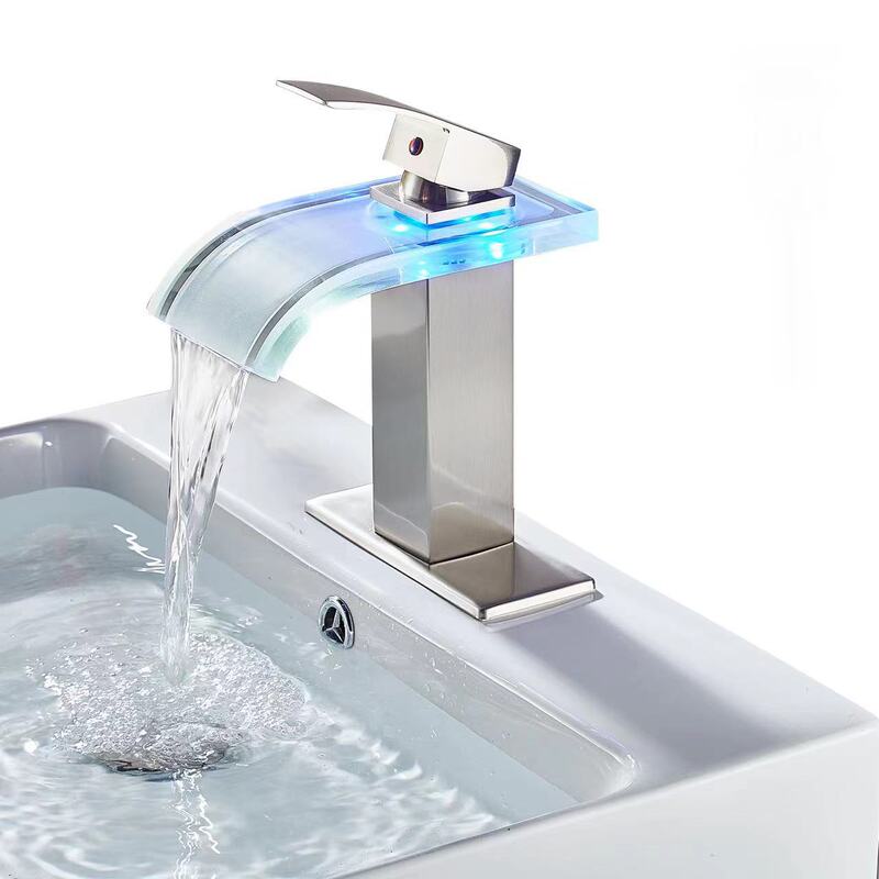 Large curved glass waterfall faucet water flow power generation LED with deck supply Amazon AliExpress overseas warehouse