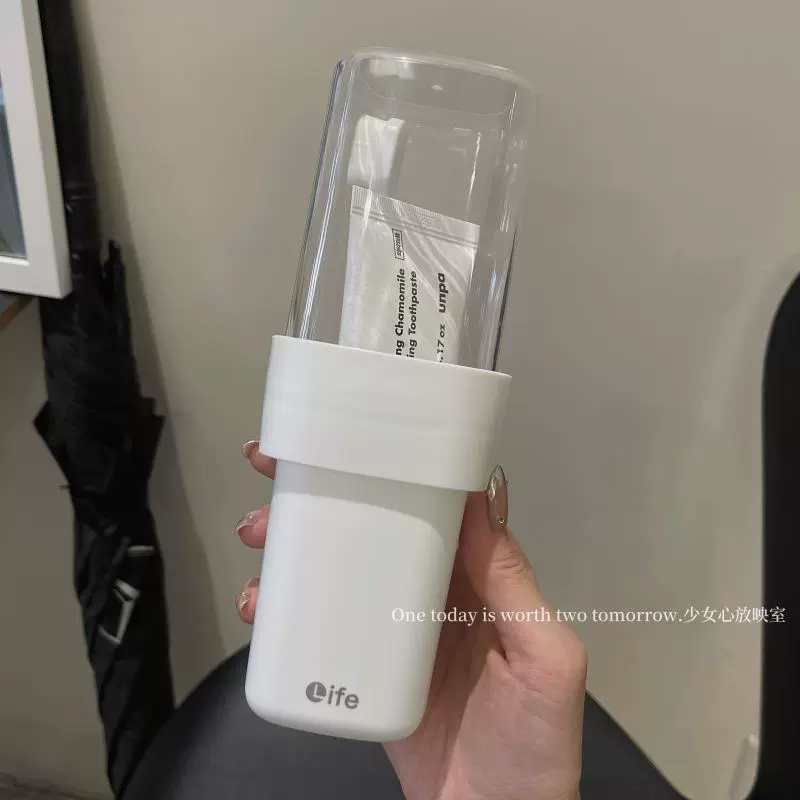 Toothbrush for traveling, dustproof mouthwash, handheld set, toothpaste for beloved, storage system, simple and elegant design