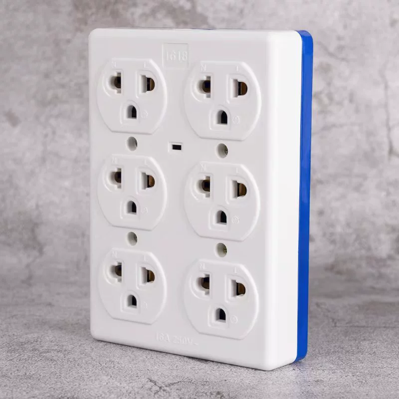 Таиланд розетка 18 лунок синий белый ряд розетки 6 бит питания распределительная плата старомодная беспроводная розетка внешней торговли клеммы