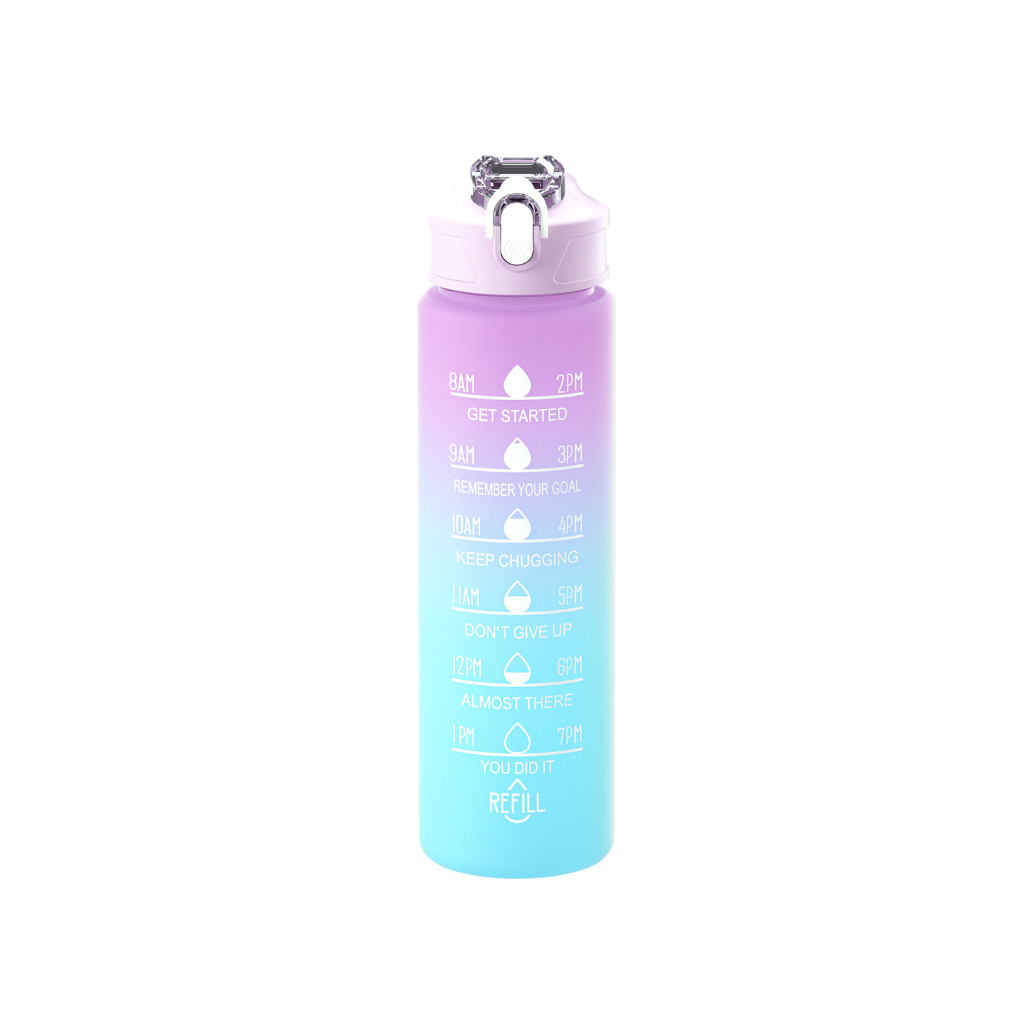 Taza de agua de tres piezas taza de paja de gran capacidad taza de agua de color degradado espacio deportivo olla taza de agua de plástico esmerilado con escala