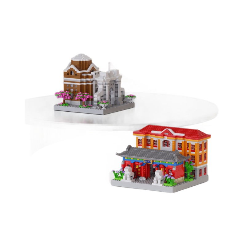 LELE BROTHERS W0608 4 개의 유명한 대학 TSINGHUA UNIVERSITY 빌딩 블록 조립 모델 어린이 장난감 소년 소녀