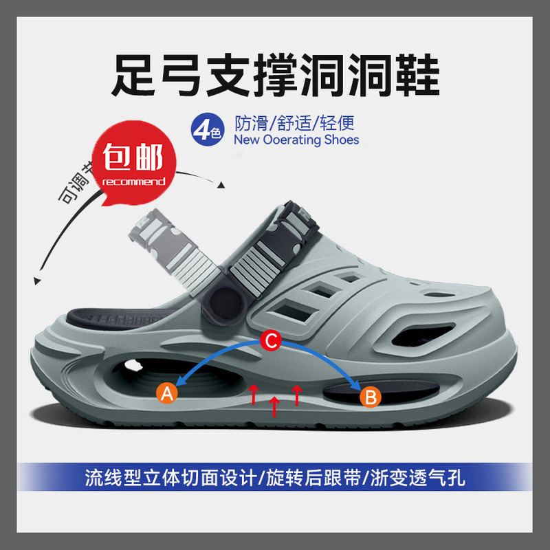Free Shipping Arch Support Perforated Shoes for Men, 2026 New Model, Summer Outdoor Wear, Comfortable for Long Standing, Non-Slip, Odor-Resistant Sandals