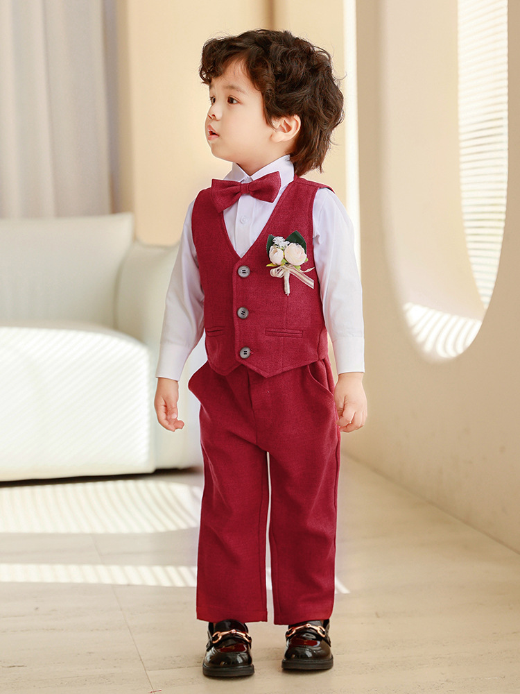 Conjunto de vestido de chaleco de primavera y otoño para niños Anfitrión del cumpleaños del bebé Traje de interpretación de piano de niña de las flores para niños image 4