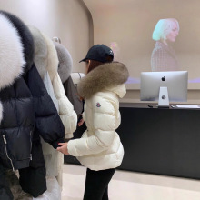 海宁羽绒服短款女冬季时尚白鸭绒大毛领修身显瘦狐狸毛皮草外套