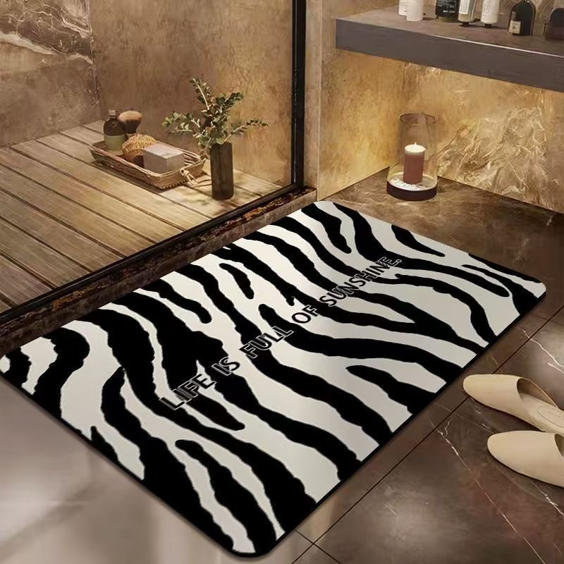 Leopard Print Diatomaceous Earth Bathroom Mat Non-slip Quick-dry_voghion.com