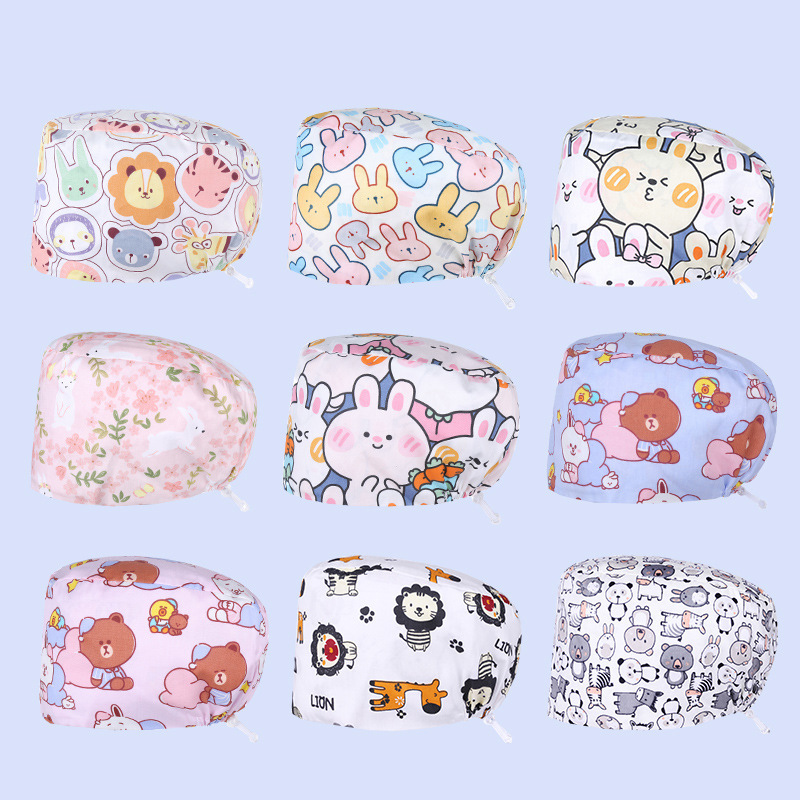 Surgical Cap, Pure Cotton, Women's Operating Room Cap, Nurse's Small Flower Cap, Dentist's Cap, Medical Work Cap, Cute Pet