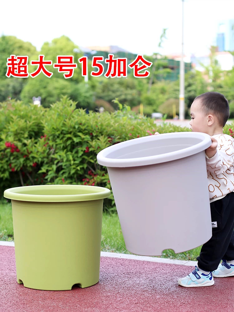 Очень большой горшок на 10 галлонов для домашнего использования, глубокий пластиковый горшок для деревьев и роз, зеленый горшок из смолы с контролем корней.