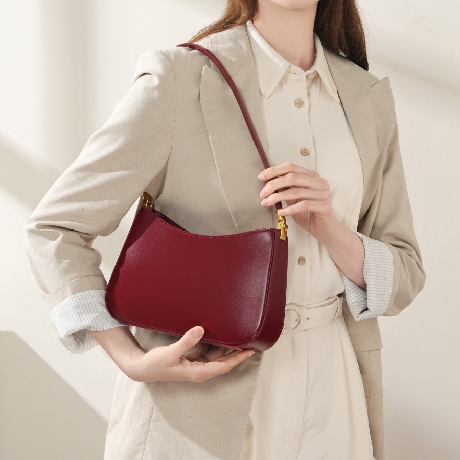Spring/Summer 2025 New Niche Design Genuine Leather Commuter Baguette Bag French Style Underarm Shoulder Bag Retro Women's Handbag - Thumbnail 3