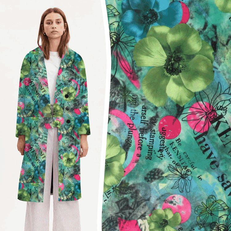 goods in stock White background knitting Denim Autumn and winter printing coat Casual Wear Fabric fashion cowboy Women's wear cloth