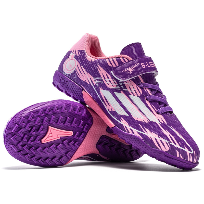 Tenis de Fútbol Infantil Turf de Caucho y TPU con Amortiguación y Cierre de Velcro para Césped Natural y Artificial