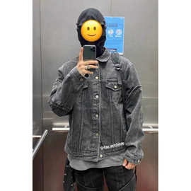 2022新款far archive vibe风重磅水洗做旧铠甲牛仔夹克男盔甲外套