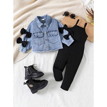Q 60374 Girls Denim Jacket Bow Outfit Ůͯţ���������b