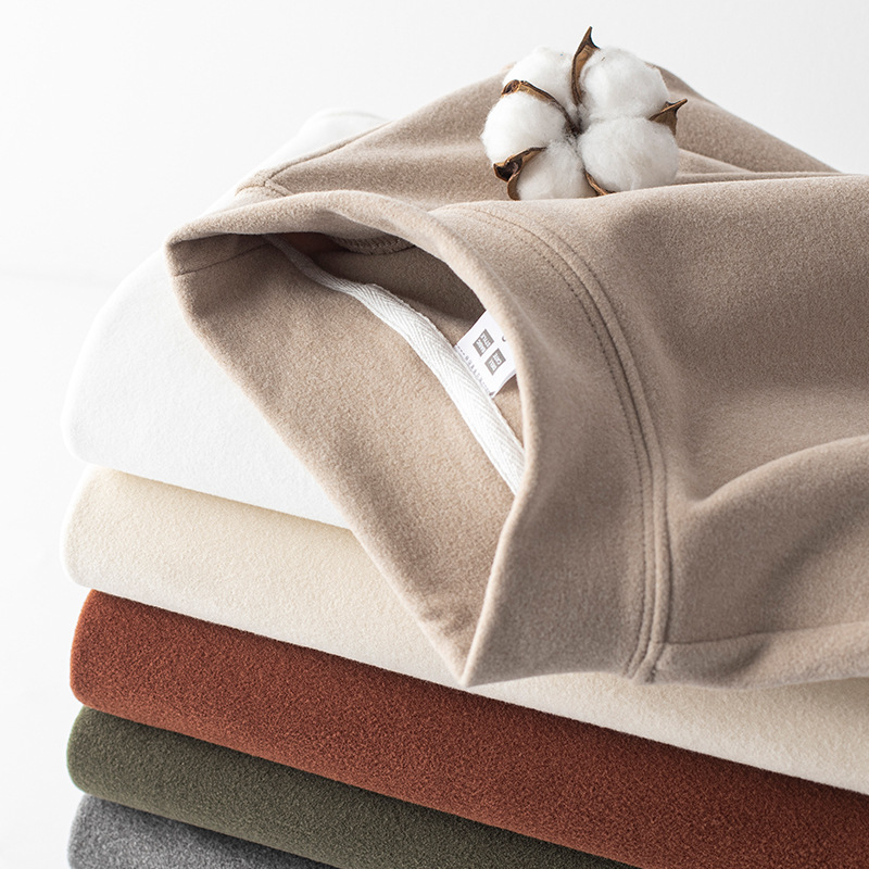 Half-high Collar Double-sided Velvet Long-sleeved T-shirt For Men.Heating And Warm,Inner Wear And Outer Wear Pullover.White TAutumn And Winter Velvet Top As Base Layer.