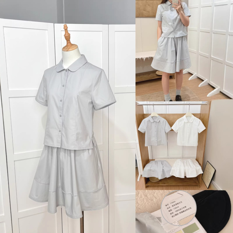 Wenyue Fog Island Girl Lace Doll Collar Pure Cotton Shirt Summer A-Line Skirt Set Wenyue Fog Island Girl Lace Doll Collar Pure Cotton Shirt Summer A-Line Skirt Set