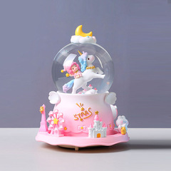 Unicorn Rotating Crystal Ball Fairy Heart Snow Music Box Birthday Gift for Best Friend Creative Valentine's Day Gift
