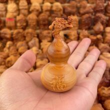 崖柏木葫芦摆件文玩雕刻龙年生肖龙头手把福禄葫芦吉祥挂件寿星葫