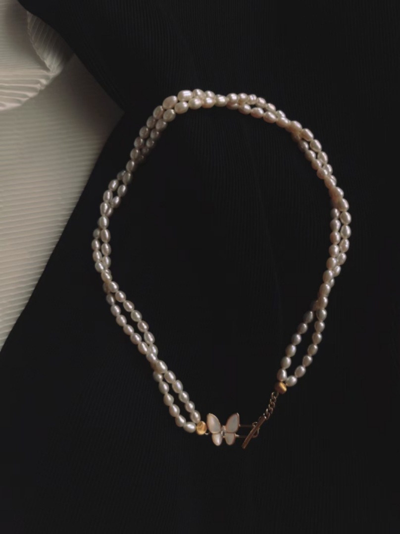 4-4.5 little baby freshwater pearl double-layer butterfly…