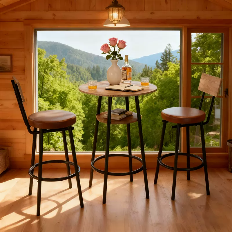 亚马逊餐厅桌椅组合阳台吧台桌椅酒吧椅咖啡厅桌软包椅成套餐桌椅