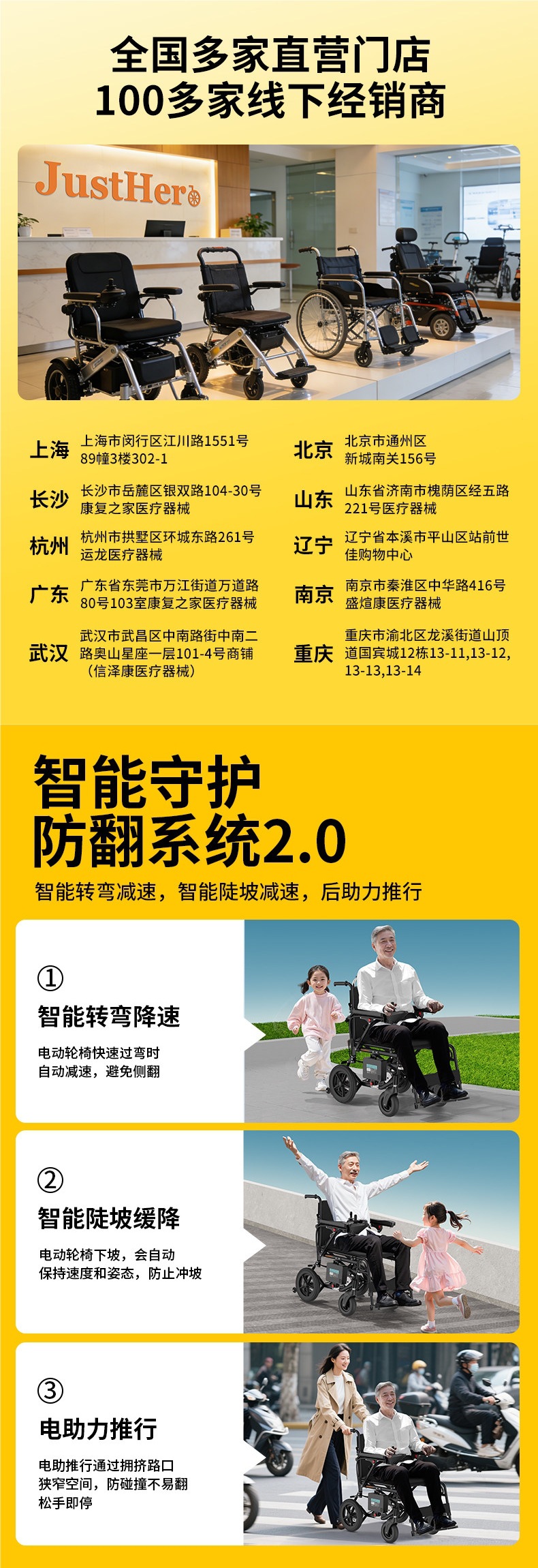 Justhero Electric Wheelchair, Intelligent and Fully Automatic, Foldable and Lightweight Seat for the Elderly, Widened Four-Wheel Mobility Scooter