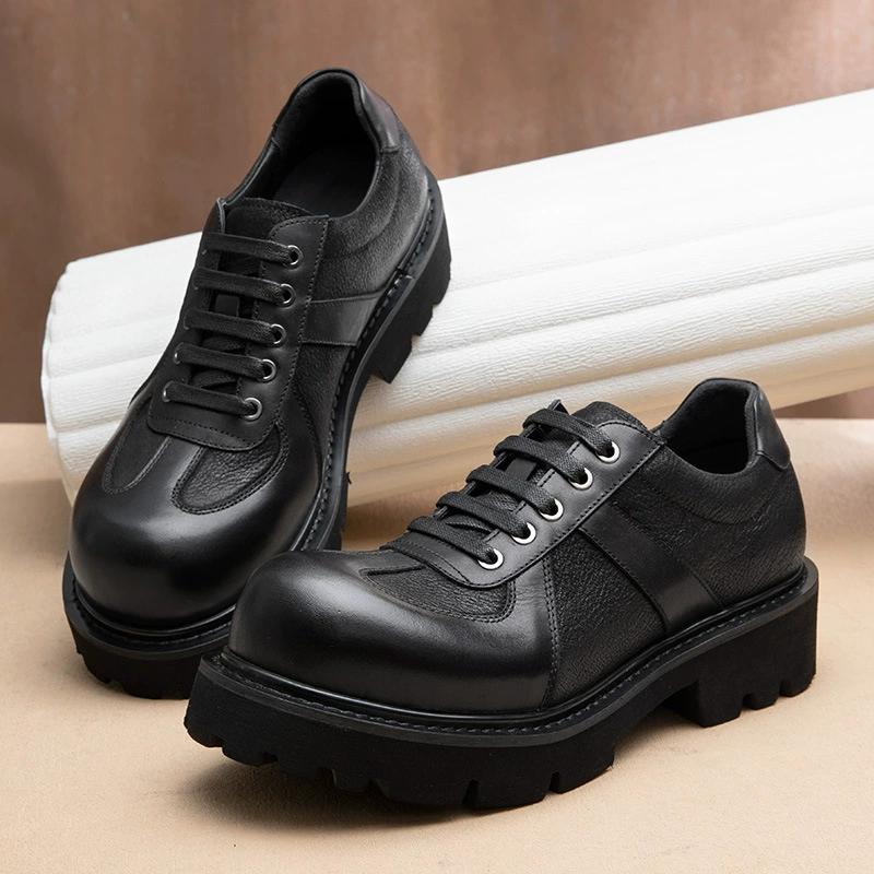 Новые туфли с толстым дном для повышения дерби ретро кожаные туфли бизнес повседневные туфли для мужчин модные кожаные кожаные мужские туфли