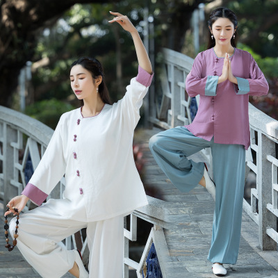 Purple Tai Chi Clothing wushu tai ji quan suit For women and menexercise kung fu zen lay meditation taijiquan martial arts uniforms tai chi suit