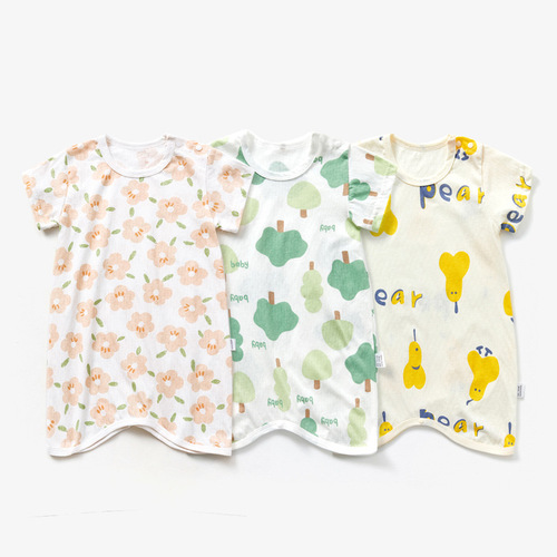 Hot Selling Boys and Girls Baby Pajamas Printed Infant Sleepwear Summer Thin Onesie Children's Air Conditioning Suit Sleep Dress Pure Cotton 