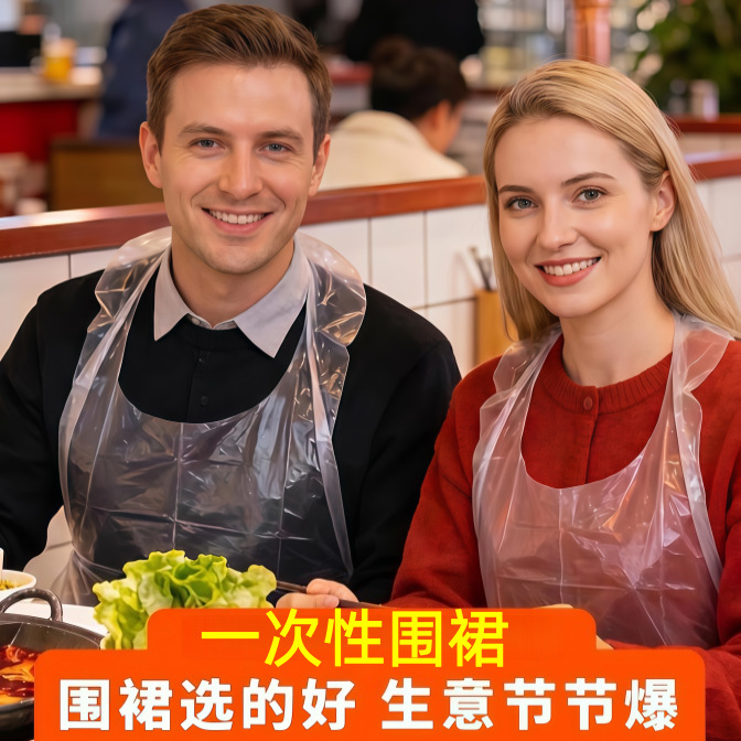 Thickened Disposable Plastic Aprons for Catering, Hot Pot, Barbecue, Kitchen, Waterproof, Oil-Resistant, Individually Packaged Bibs, Wholesale in Stock
