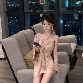 【两件套】套装女2025夏季新款纯欲性感吊带连衣裙收腰包臀短裙