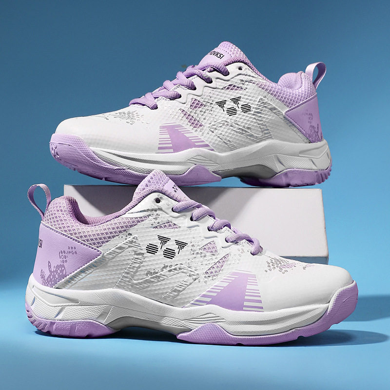Giày cầu lông nữ chuyên nghiệp thi đấu tập luyện, giày tennis siêu sợi thoải mái, gót 3-5 cm — màu tím
