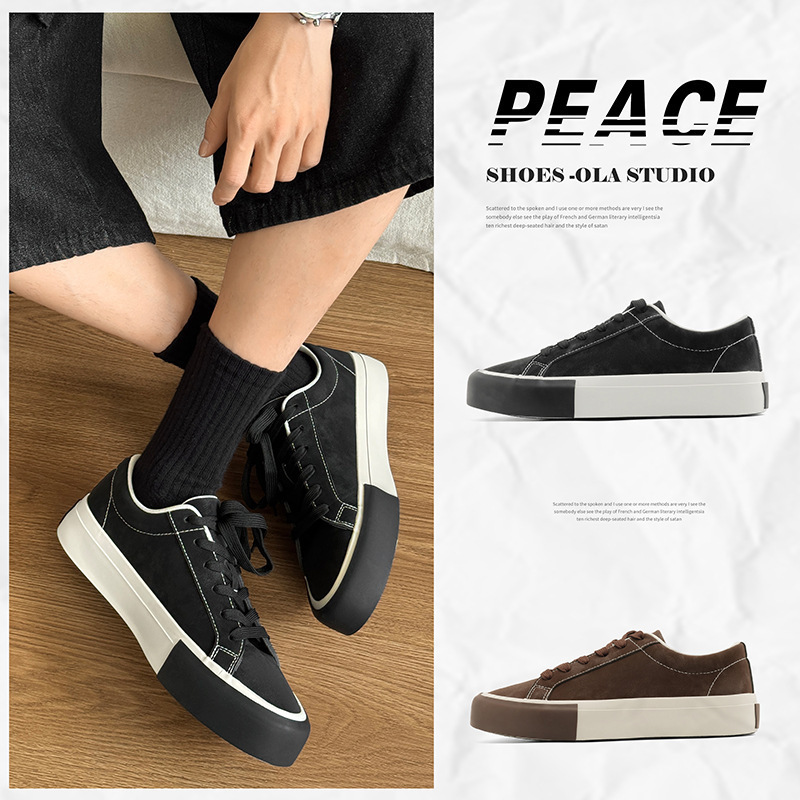 Classic Black and White Retro Moral Training Shoes for Men in Autum New Niche Soft Leather Casual Sports Lightweight Soft Sole Shoes 1589