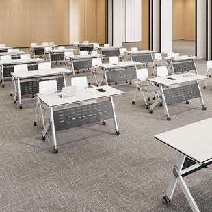 Foldable Conference Table and Chair Combination Double Desk Activity Splicing Mobile Long Table Conference Room Office Training Table