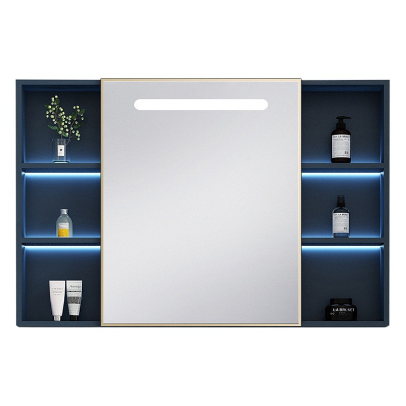 Espacio de aluminio espejo de baño montado en la pared caja de almacenamiento separada baño inducción inteligente espejo luminoso gabinete lavabo espejo