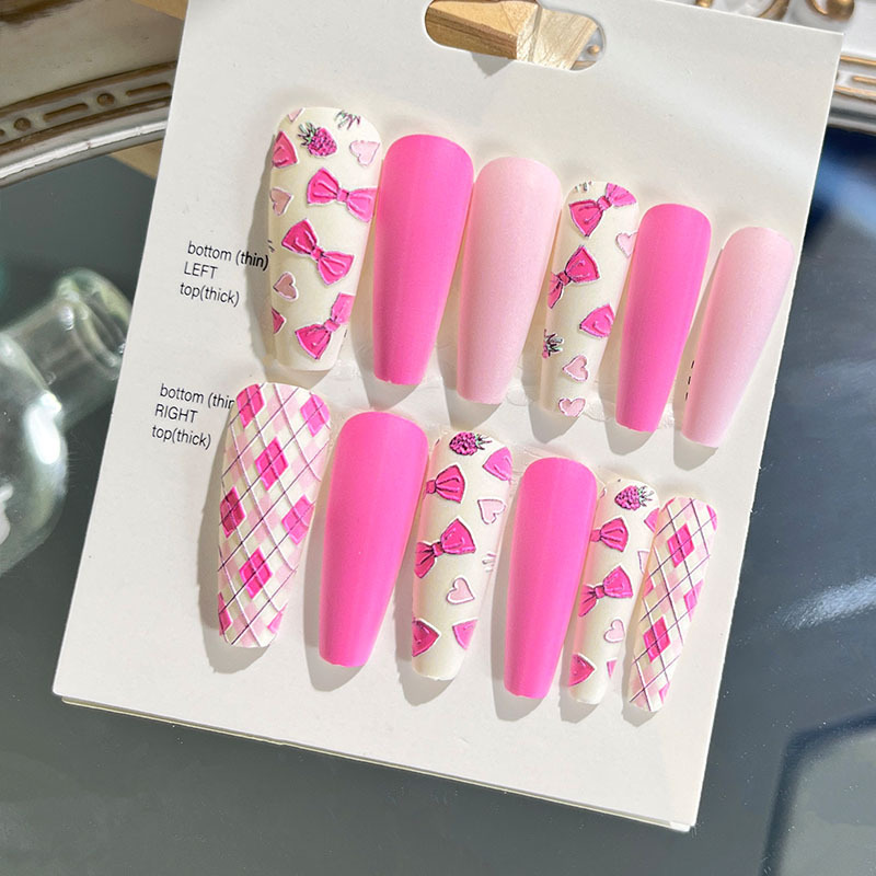 Nuevas uñas portátiles para adultos, uñas en relieve estéreo, parches de manicura, uñas postizas, uñas terminadas, uñas largas de ballet