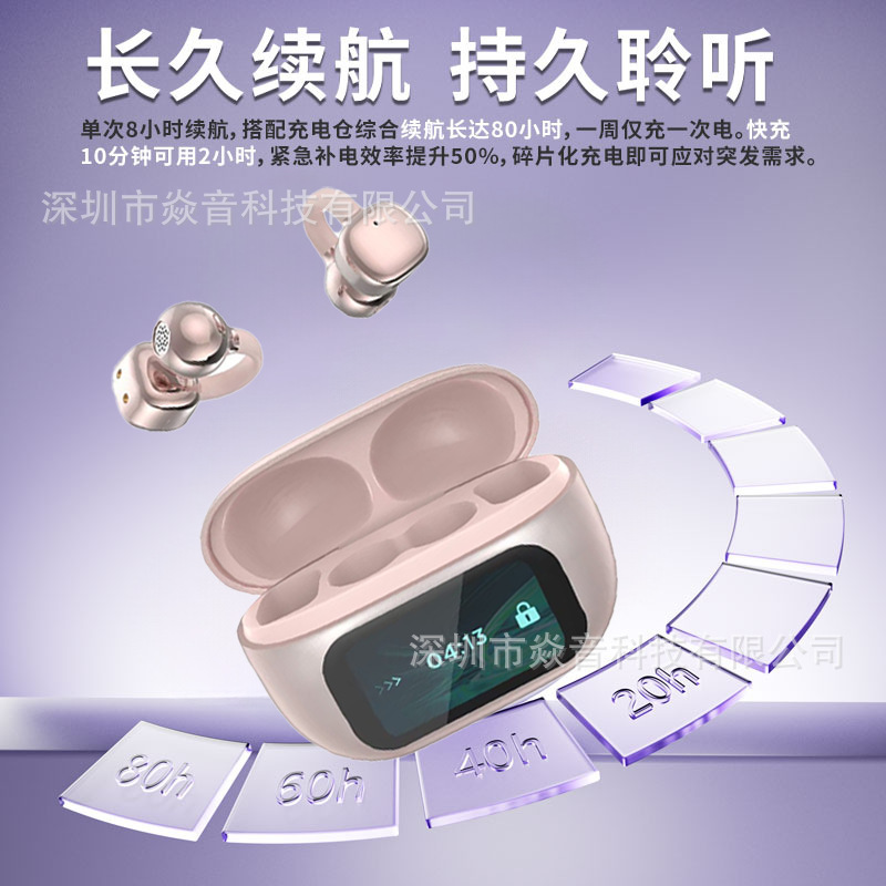 TK爆款Ai实时翻译蓝牙耳机G08新色不入耳夹耳式智慧彩屏蓝牙耳机|undefined
