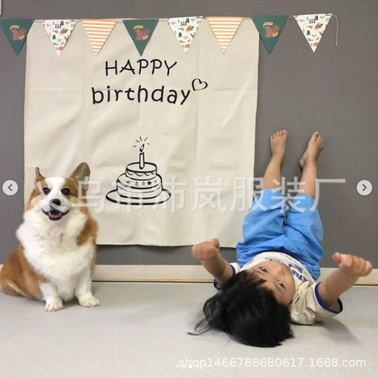 생일 태피스트리 사진 배경 천에 매달린 천 어린이 파티 장식 회의 장면 레이아웃 배경 벽 사진