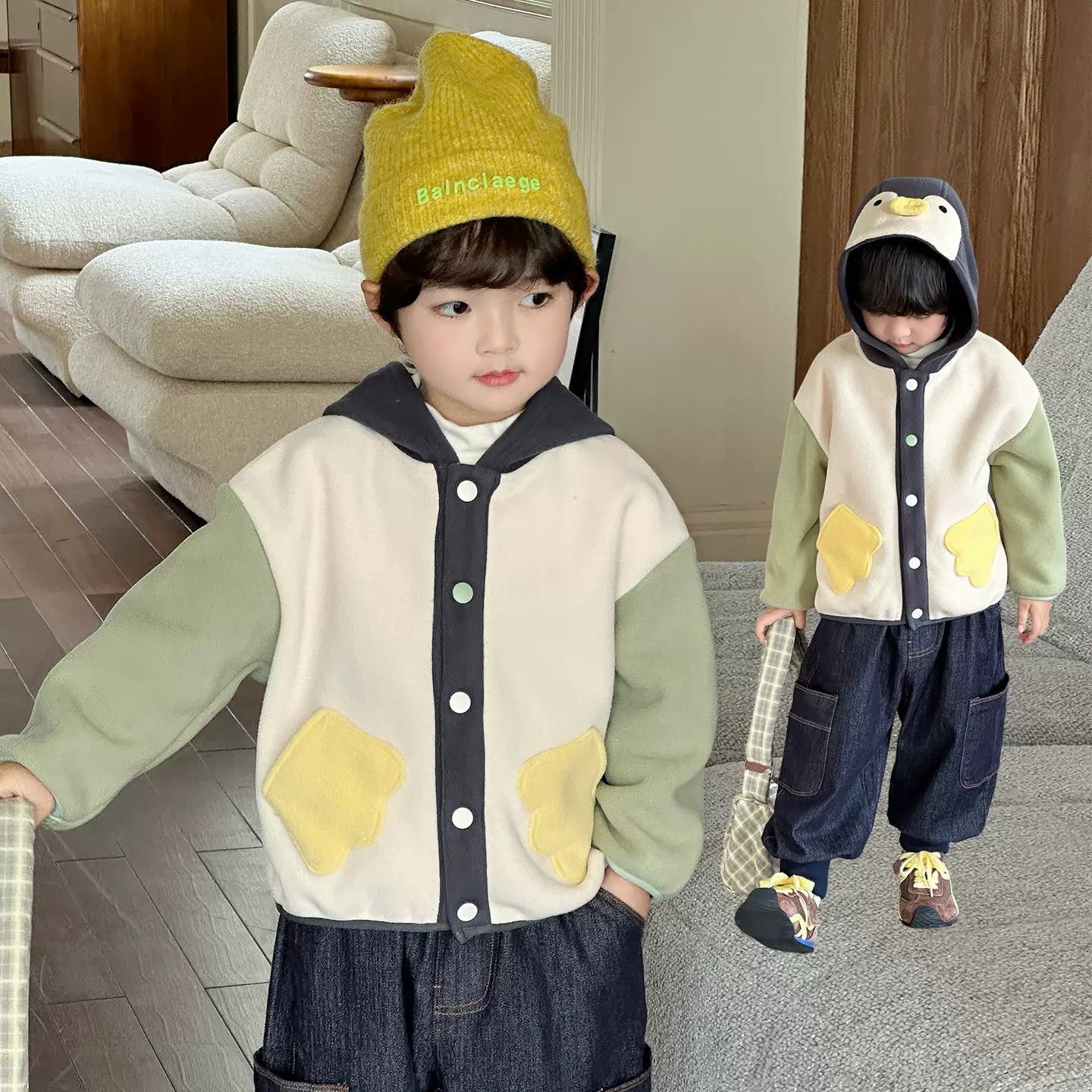 儿童外套男童女孩抓绒衣宝宝秋季摇粒绒小童加厚保暖上衣新款A类