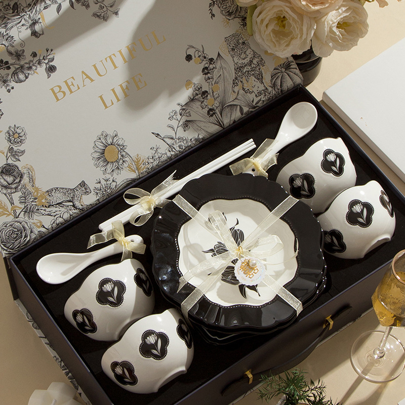 Dinnerware Set 2026 New Model Home-Use Tulip High-End Ceramic Bowls and Plates Tableware Set for Housewarming Gift Dinnerware Set 2026 New Model Home-Use Tulip High-End Ceramic Bowls and Plates Tableware Set for Housewarming Gift