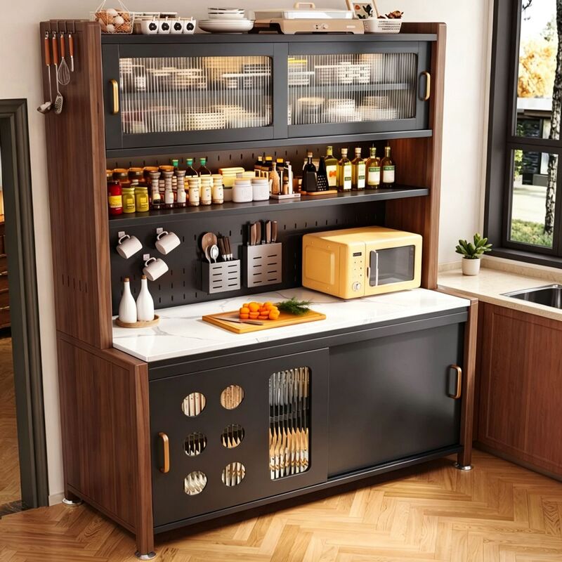 Kitchen storage rack, multi-layer storage sideboard, microwave oven, multifunctional storage cabinet, floor-standing wall cabinet