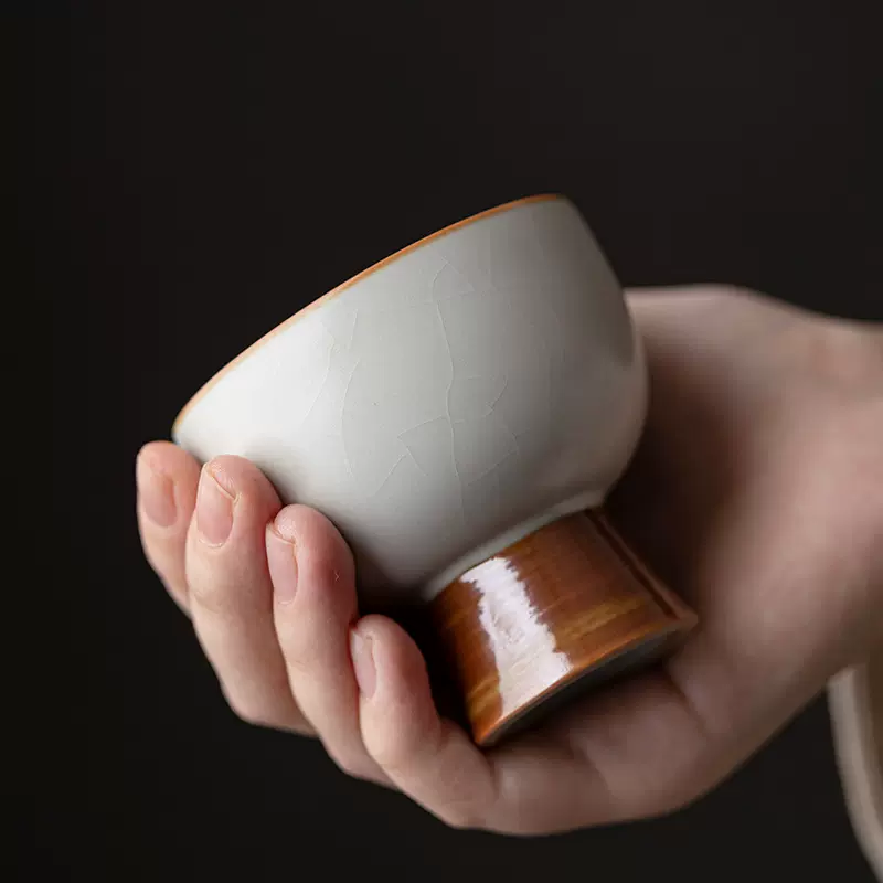 汝窑主人杯家用陶瓷品茗杯茶杯功夫茶具茶盏陶瓷单杯开片可养