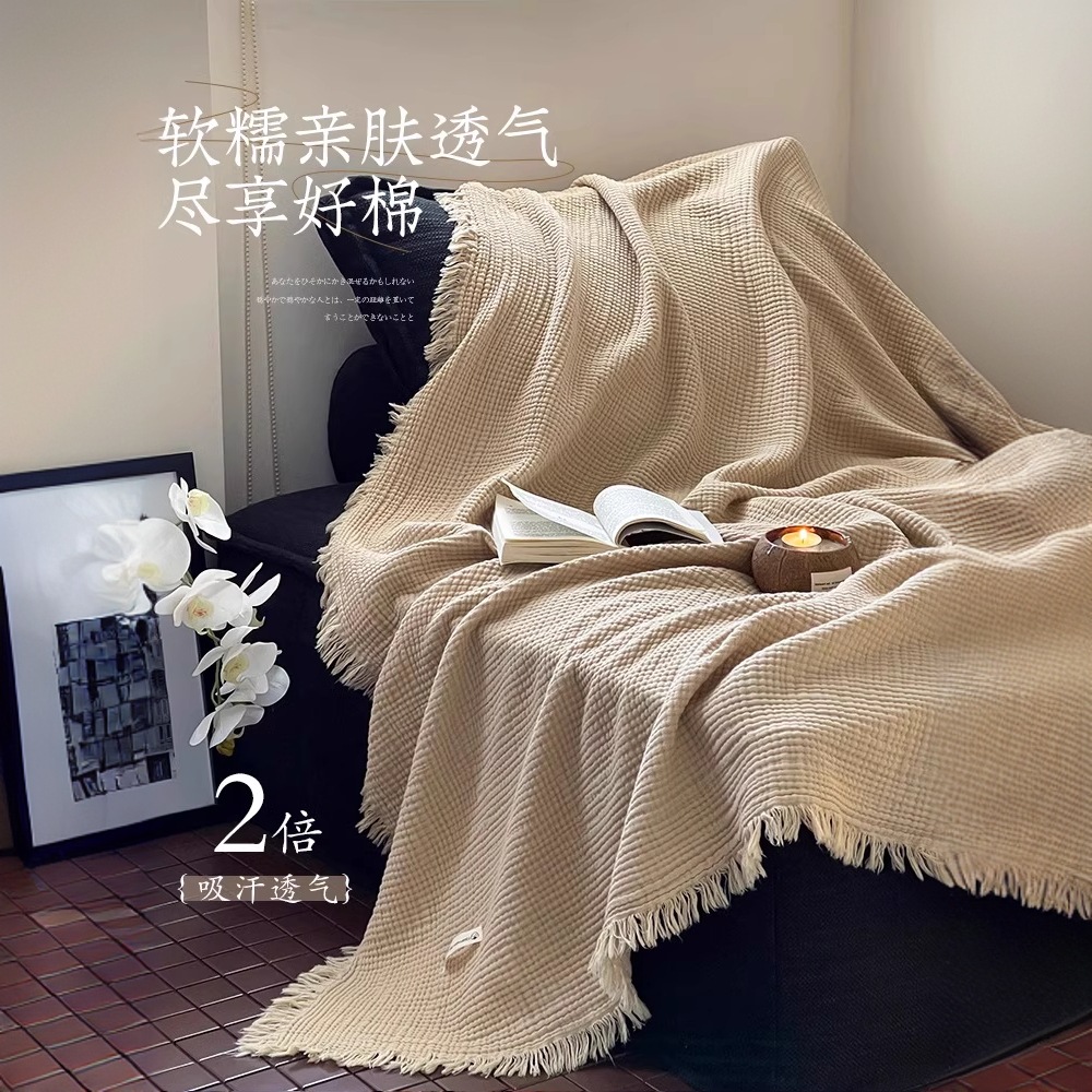 Manta Suliu de punto de algodón, manta de sofá, sensación de alto nivel, manta decorativa de siesta de oficina, sala de estar retro image 3