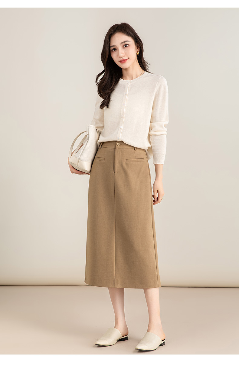 Chân váy midi xẻ tà dáng suông chất len Tencel xám đậm — Màu thẻ chi tiết 30