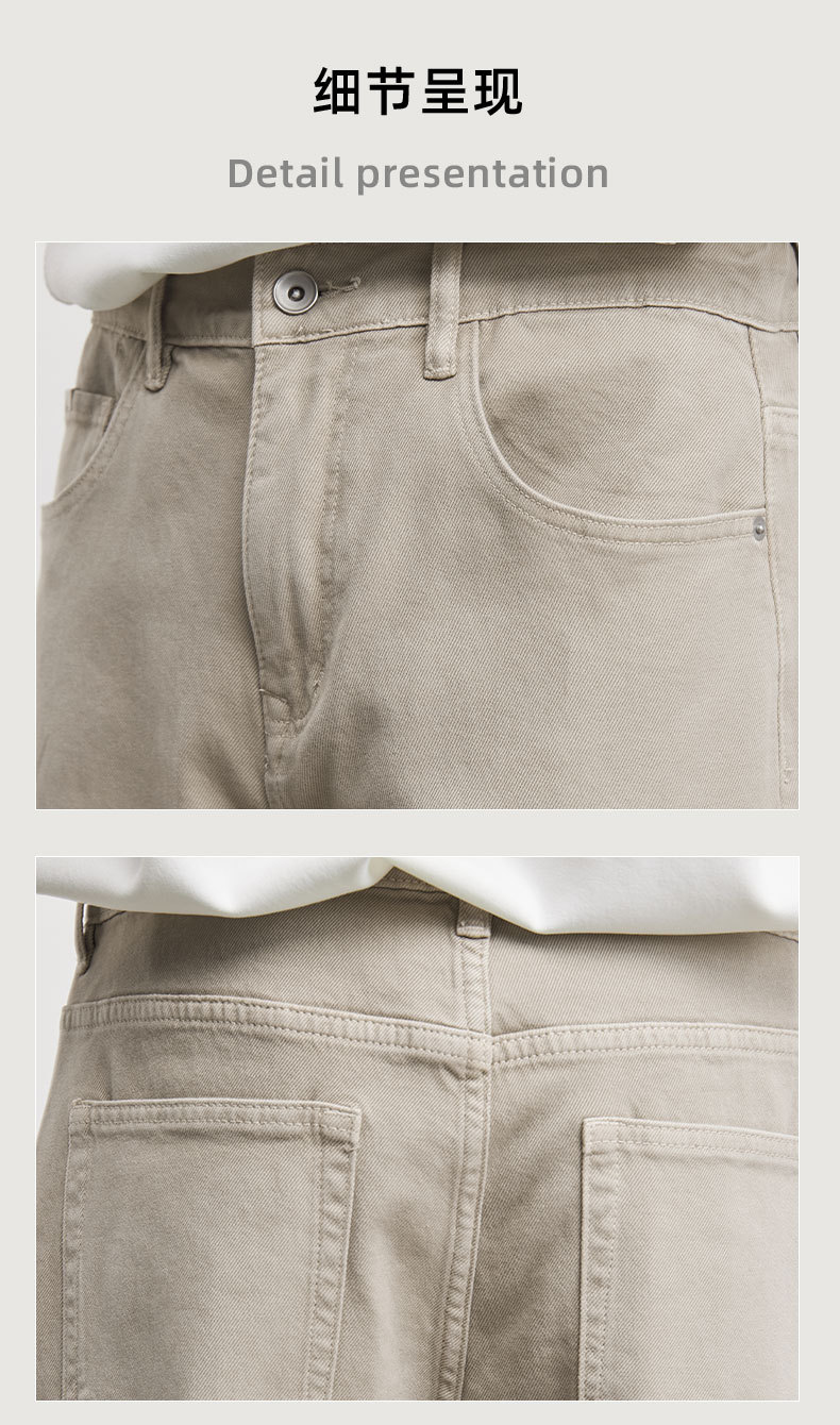 Quần jean nam ống rộng phong cách Mỹ cổ điển, chất liệu cotton pha, hiệu ứng làm cũ — Xám Paris chi tiết 11