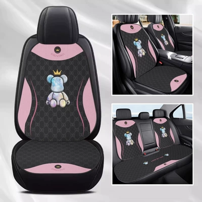 Car Seat Cushion, Universal Seat: Seat cushion, seat cover - e0751k-colored-diamond-bear-seven-piece-set-velvet-pad-a03-code