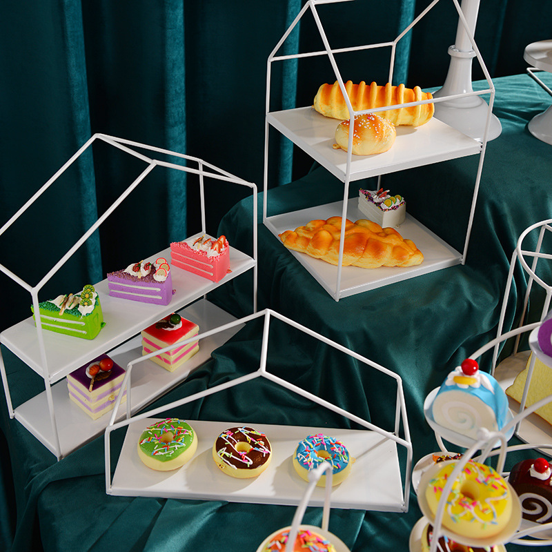 Blanco de metal de hierro postre decoración de la Mesa soporte de la tarde Europea pastel de té merienda stand comida fría té romper la Mesa image 5