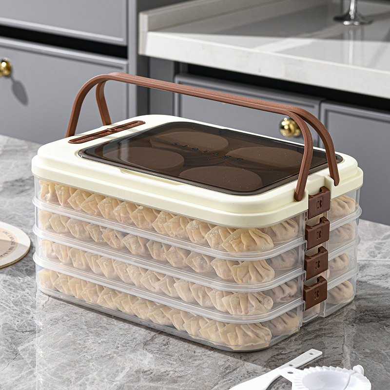 Large capacity household dumpling box with lid dumpling wonton…