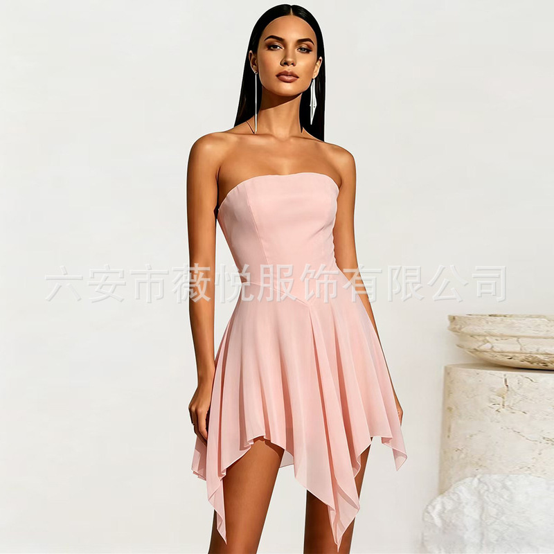 Cross-border strapless short dress for parties and balls, foreign trade Amazon slim-fit evening dress for petite women, elegant Cross-border strapless short dress for parties and balls, foreign trade Amazon slim-fit evening dress for petite women, elegant