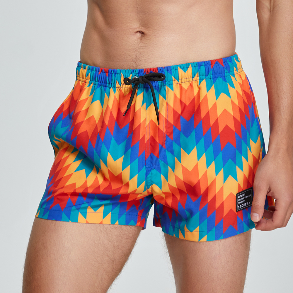 Seobean Herren-Strandhose, personalisierbar, bedruckt, lockere Heimhose, lässige Shorts, modische Surf-Shorts für Herren, Badehose_voghion.com