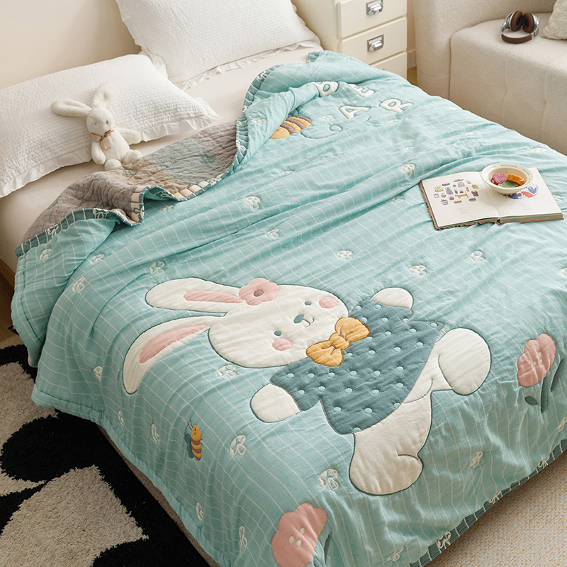 Bobo rabbit [10-layer cotton cloud gauze - super soft and moisture absorbing] / 150x200cm multifunctional cotton single blanket about 1.5kg