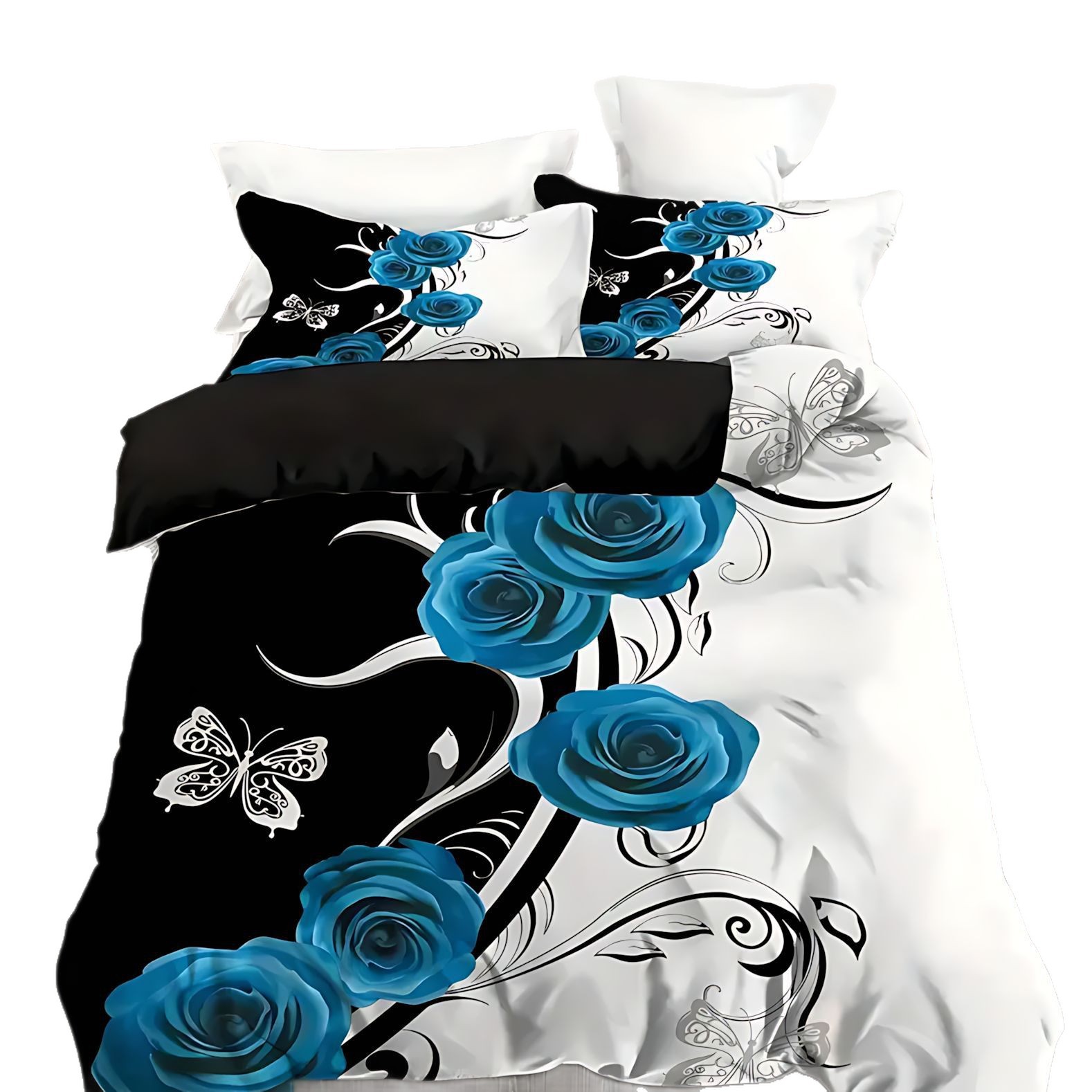 TEMU / JIT flores de mariposa impresión digital 3D edredón fuente de fabricante de ropa de cama